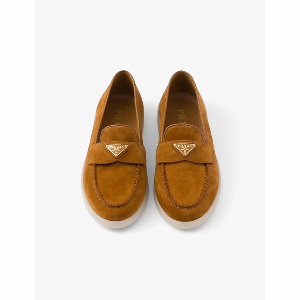 Prada St Tropez Suede Shearling Loafers